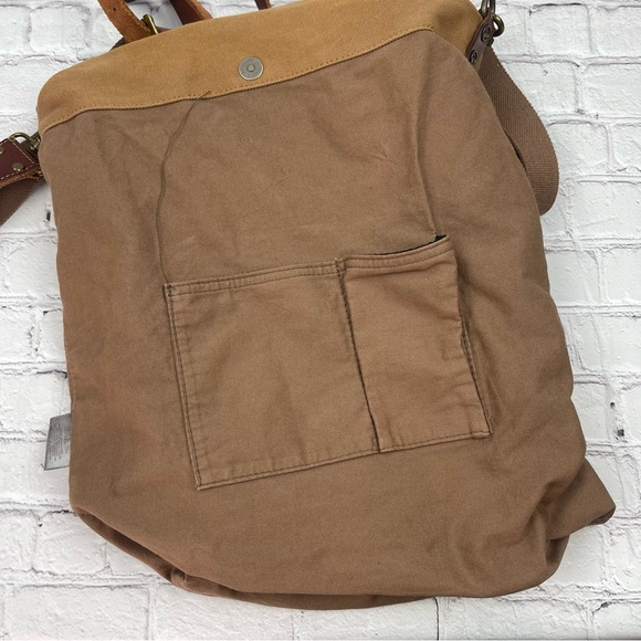 Canvas Tote Bag Men Women Messenger Crossbody Shoulder Large Bag Leather Straps - Picture 8 of 16